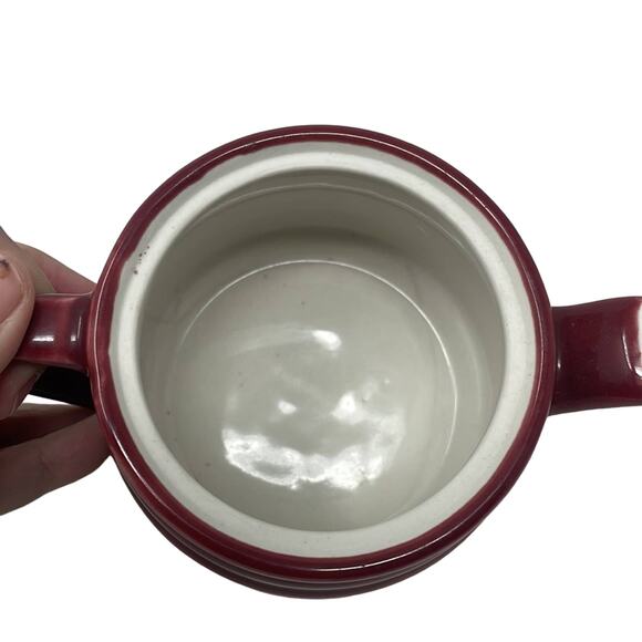 Three piece maroon Coorsite Pottery teapot infuser - Picture 2 of 12